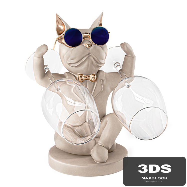 Glass holder in the shape of a French bulldog
