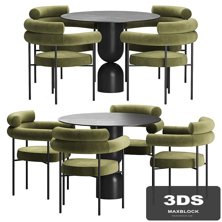 Edmund dining table, Nuevo Portia dining chair