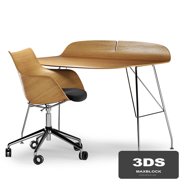 2 chair Q/Wood + table Earl (Kartell) by Philippe Starck