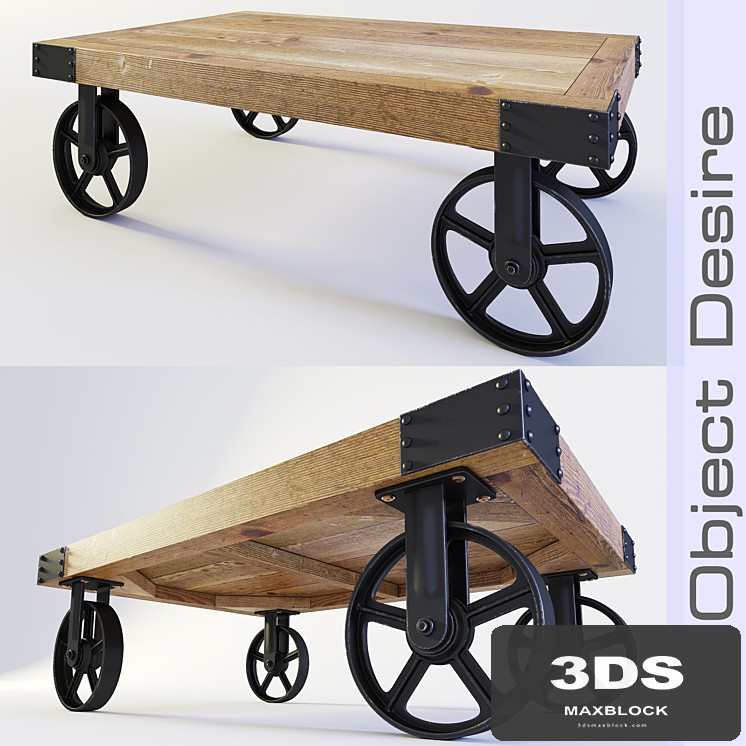 Coffee table on wheels in the style of "Loft"