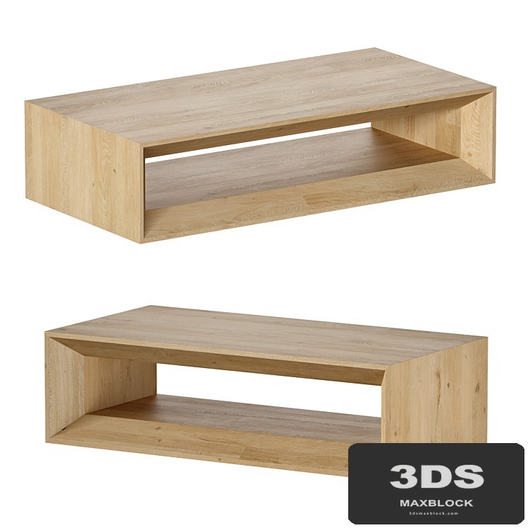 Vernon Large Rectangular Natural 68" Pine Wood Coffee Table with Shelf Crate and Barrel