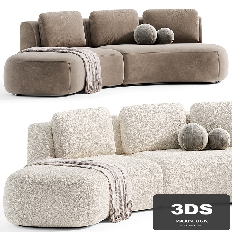 Pebble Boucle Curved Modular Sofa by deluxdeco