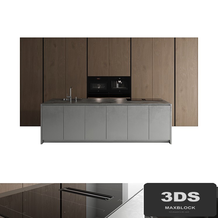 Kitchen with an island set 26