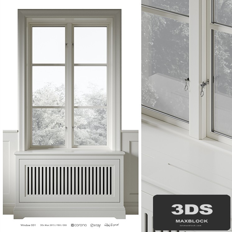 Classic window with radiator screen 001