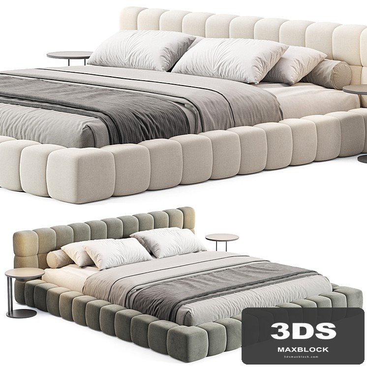 Aurora Technical Fabric Contemporary Bed Frame Queen Size