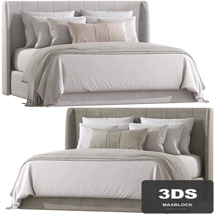 Double bed Upholstered headboard Paradise blue No. 183
