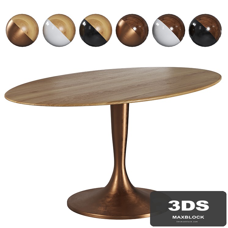 Hisia oval table made of solid wood oak + walnut