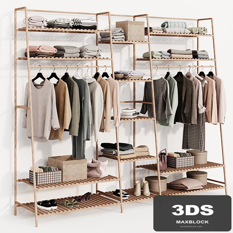 Clothes wardrobe wooden rack