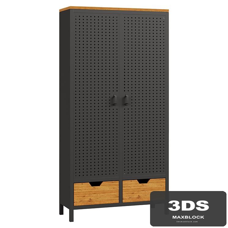 Wardrobe with 2 doors made of metal and oak AGAMA - View 1