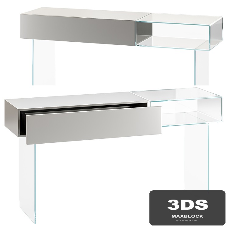 36e8 Glass Console - 1365 - Lago - View 1