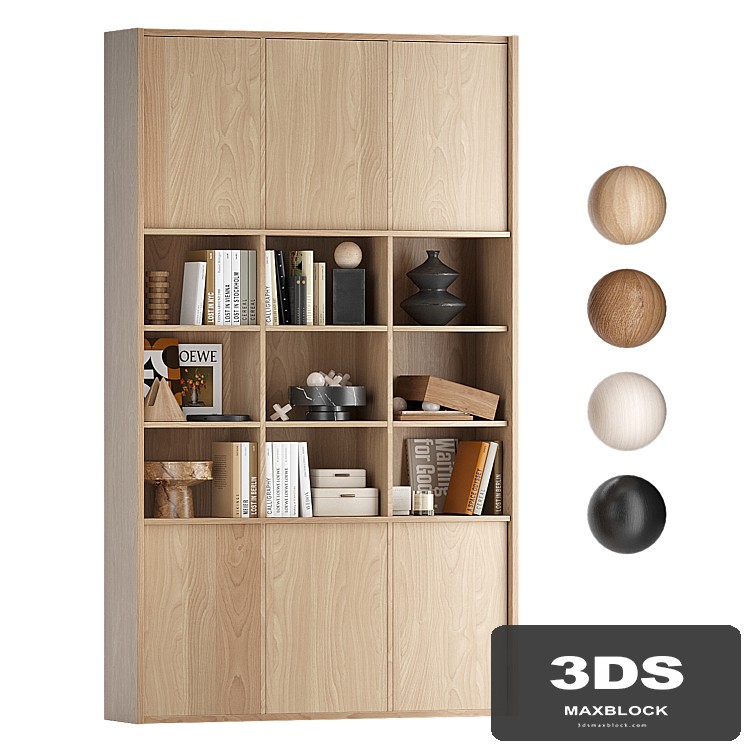Rack with decorative objects and books 01