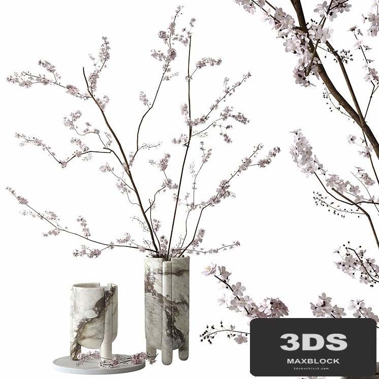 Decorative set with blossoming branches