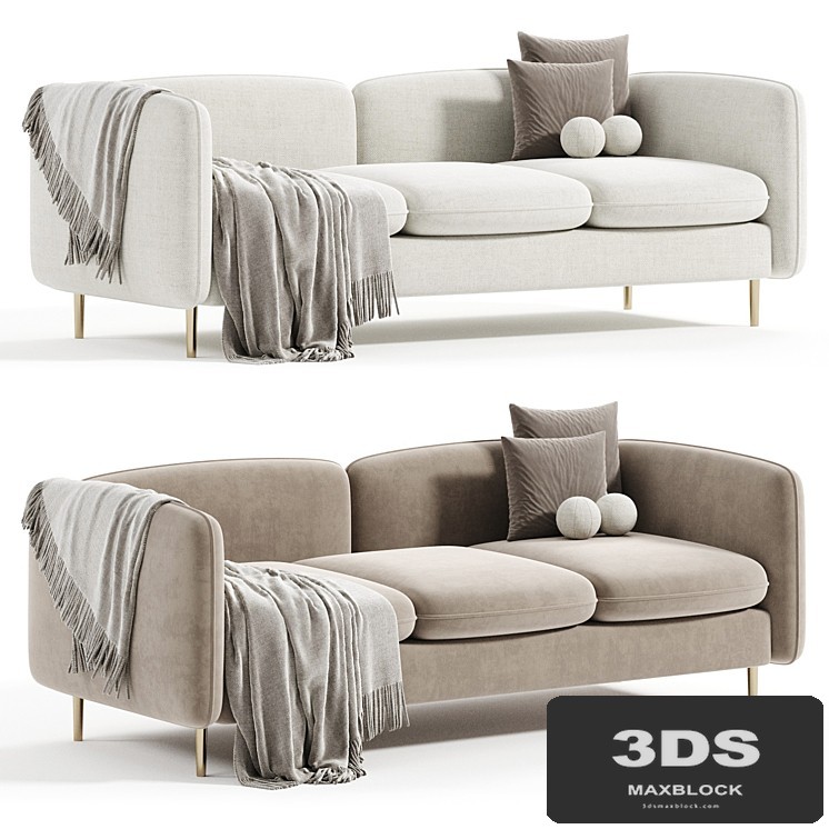Ivy White Flannelette Loveseat Fabric 2 Seater Sofa