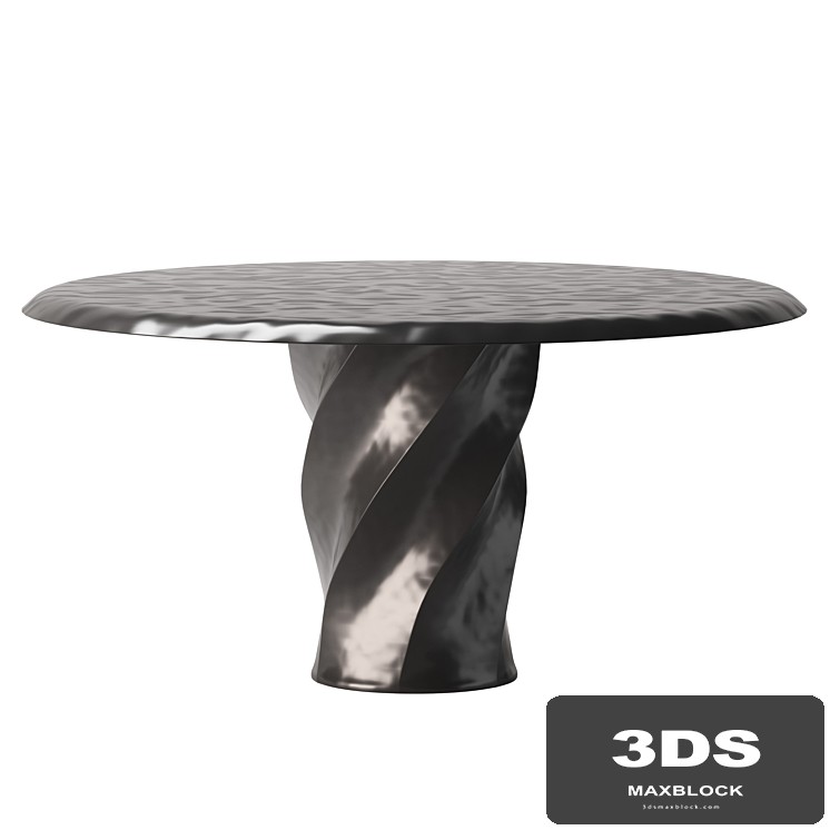 CB2-LUCIA ROUND BLACK RESIN DINING TABLE