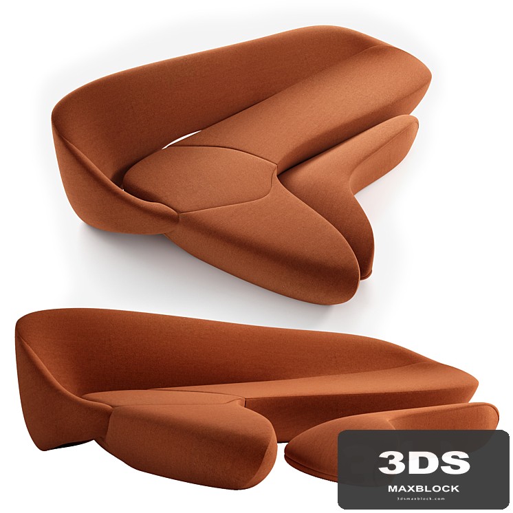 MOON SYSTEM Curved sofa with footstool