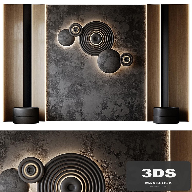 Headboard black wall panel