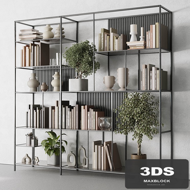 Metal Shelves Decorative With Book and plants - Metal Rack 17