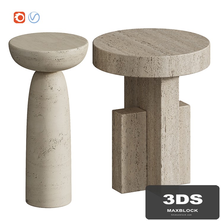 Tori / Clarence Travertine Side Table