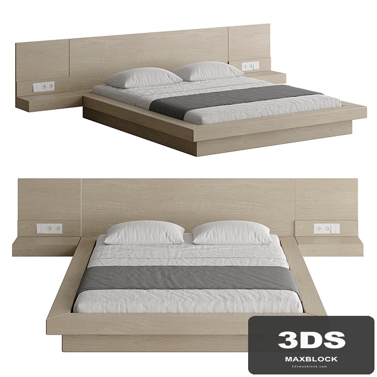 Bed with nightstands 001