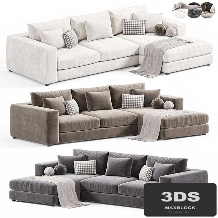 Oceanside Deep 2 Piece Right Arm Bumper Sectional Sofa