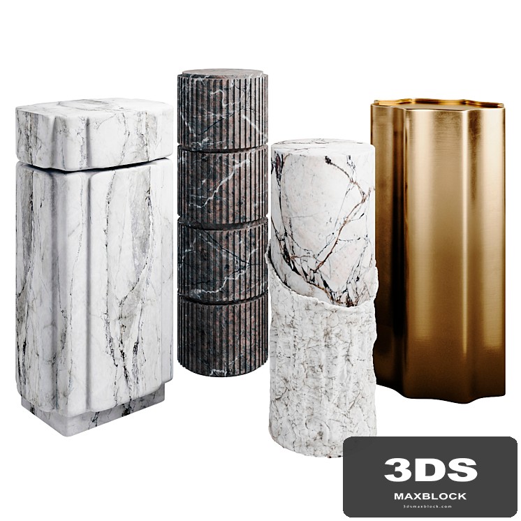 Set of pedestals for sculptures or plants 002
