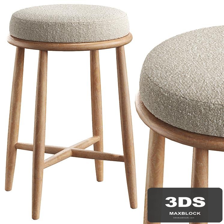 Hobbs Cerused Natural Oak Wood Counter Stool