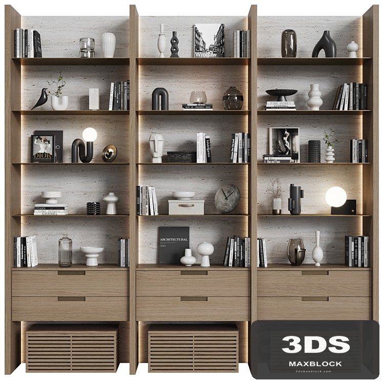 Bookcase in modern minimalist style 06