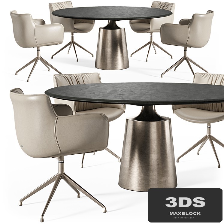 Cattelan Italia Yoda Argile table Rhonda chair