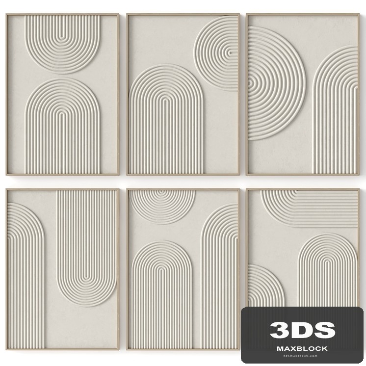 Set of six relief panels