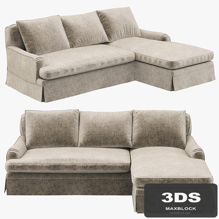 Restoration Hardware Belgian Classic Roll Arm Slipcovered Right-Arm Chaise Sectional
