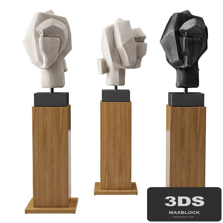 Head cubistic portrait sculpture