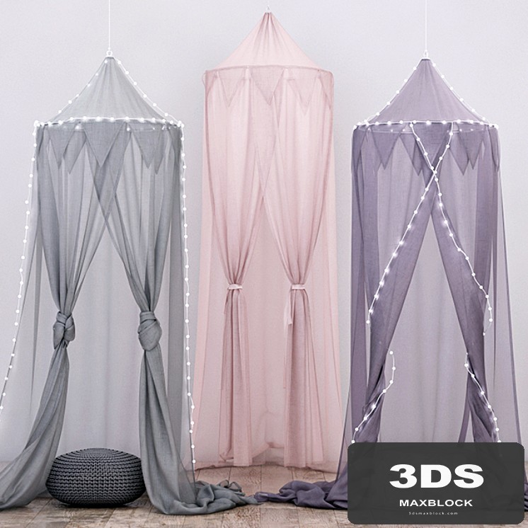 RH Cotton Voile Play Canopy (3 pieces)