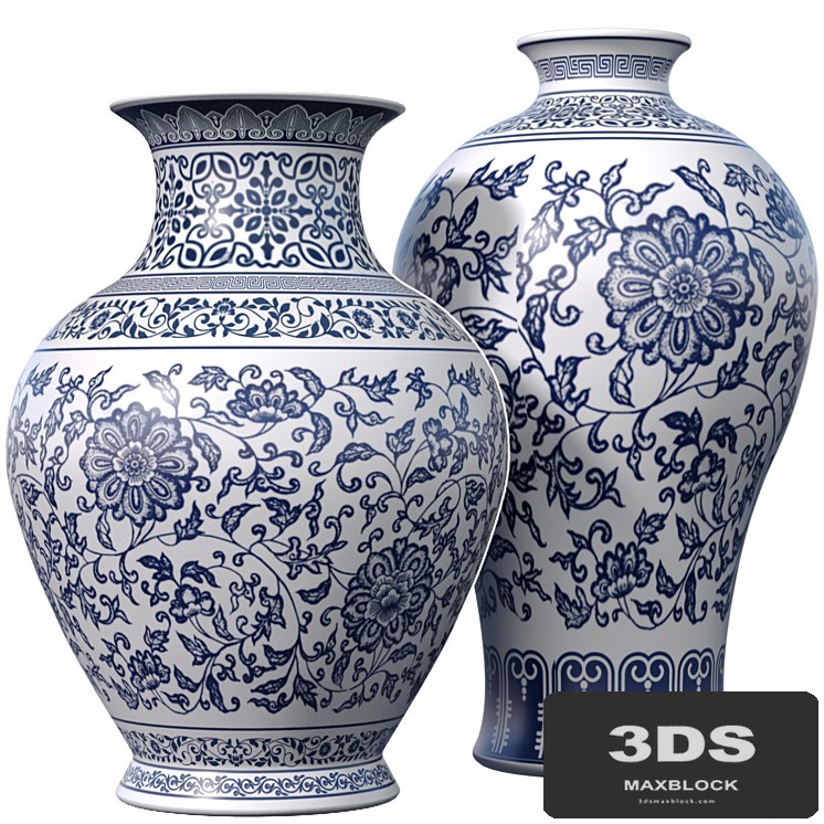 Decorative Italian porcelain ceramic vase,flowerpot, pot,jar with lotus branch pattern