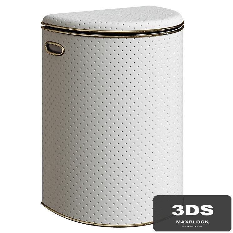 Laundry basket Geralis PWG-O semicircular, white, gold edging