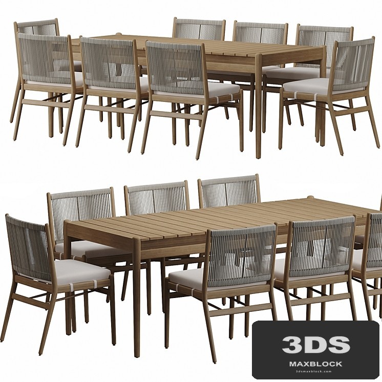 Four Hands Rosen Outdoor Dining Table set