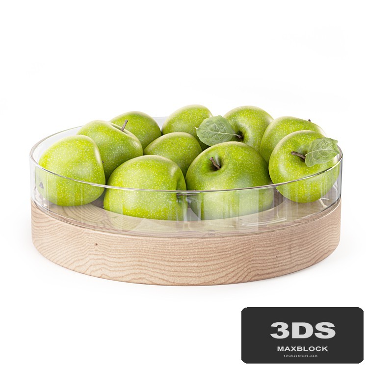 Serving dish on a stand Lotta D31 cm, LSA International with green apples