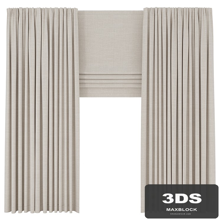Curtains straight linen thick