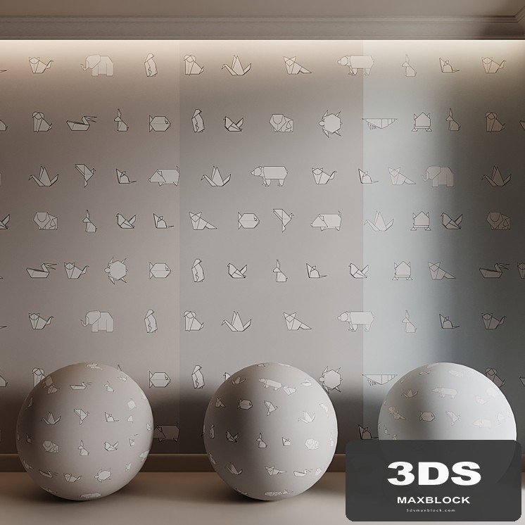Neutral Children's Wallpaper Set Origami