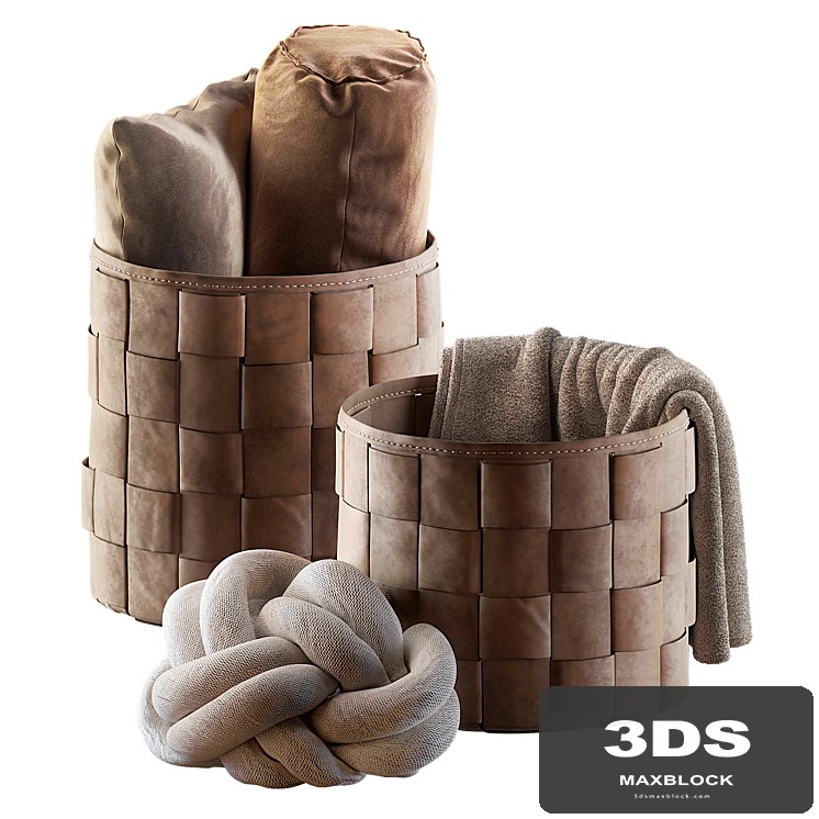 Decor set with leather baskets