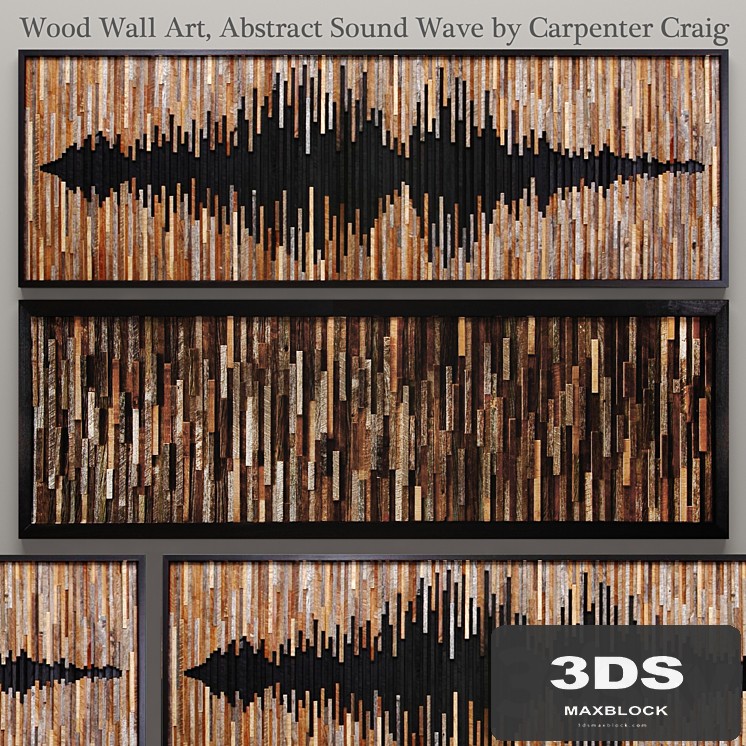 Wood wall art, abstract sound wave, set of paintings, panels, wall decor, wooden, slats, boards