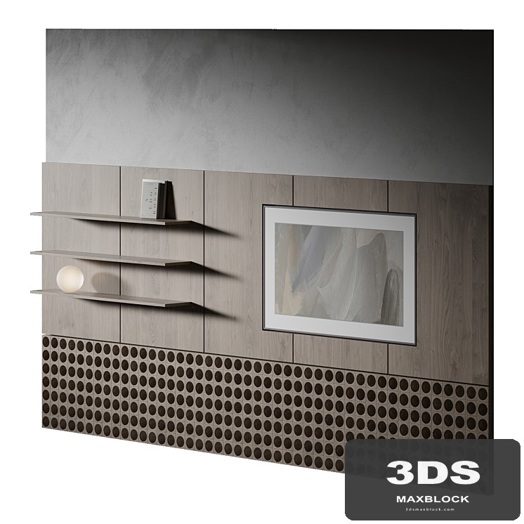 TV area with plaster, Samsung The Frame TV, Round lamp