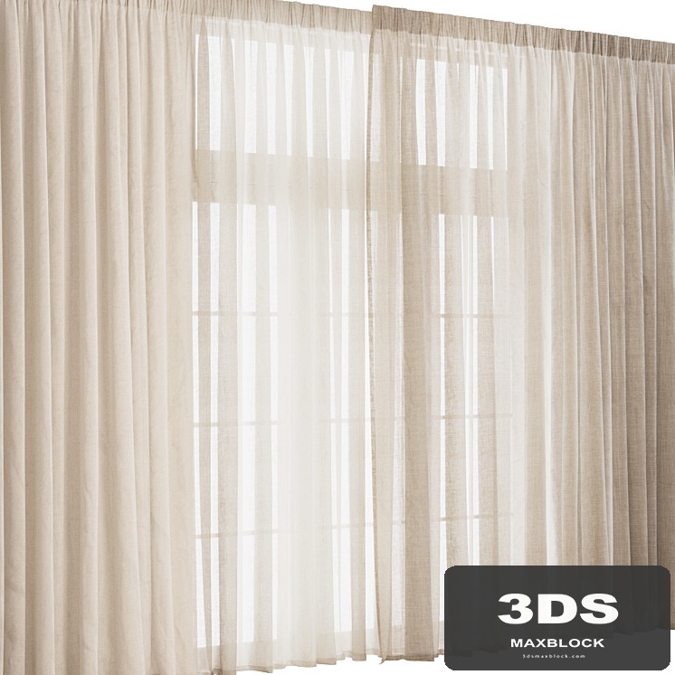 Wide Linen Tulle Curtain