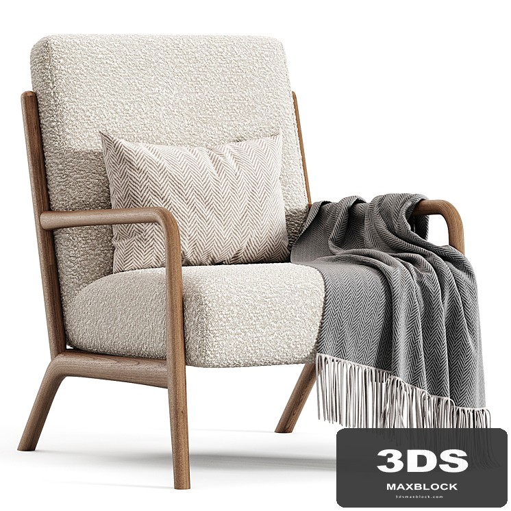 Ash Wood and Linen Armchair by Zarahome