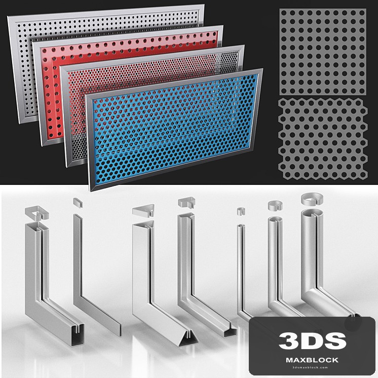 Perforated screens (Rv, Rg) and profiles