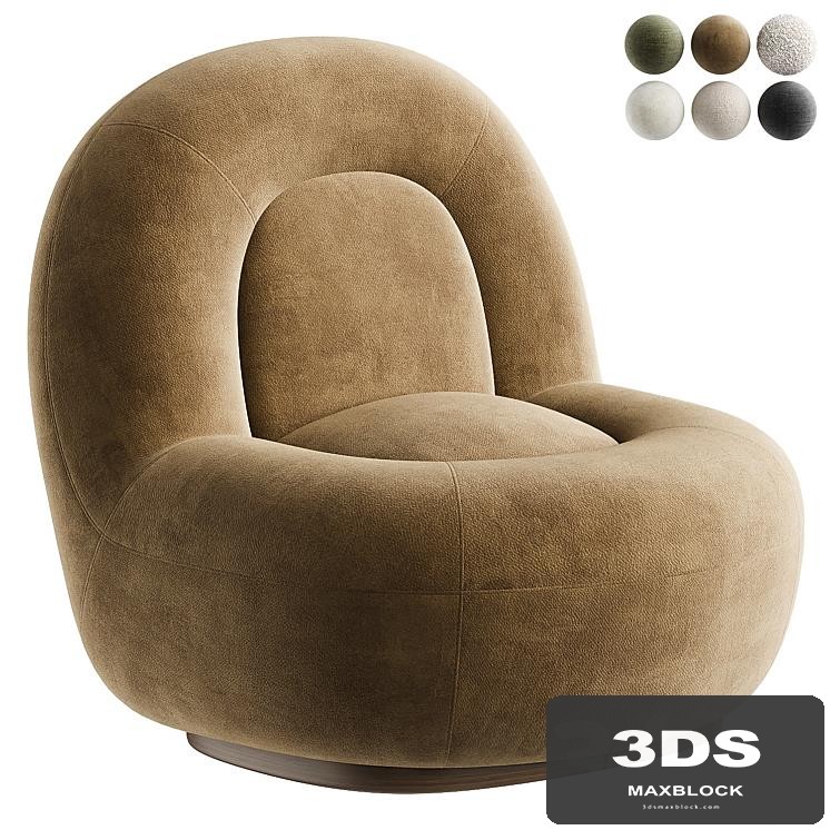 Velvet Lounge Chair with Walnut Plinth