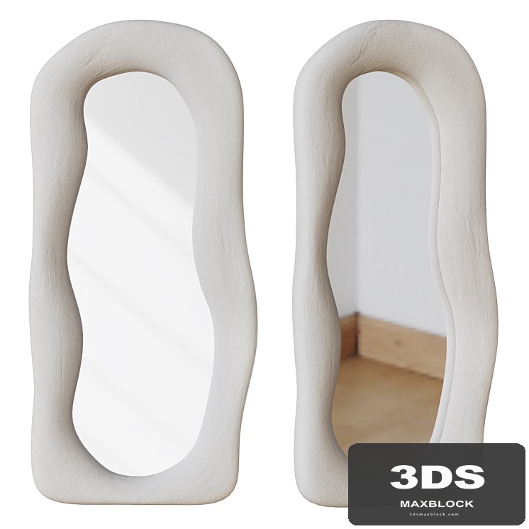 Wavy plaster floor mirror