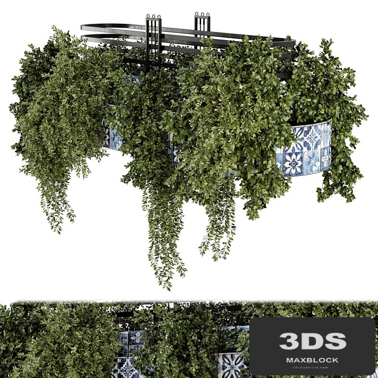 Hanging Plants in Handmade Tile Base - Set 2477
