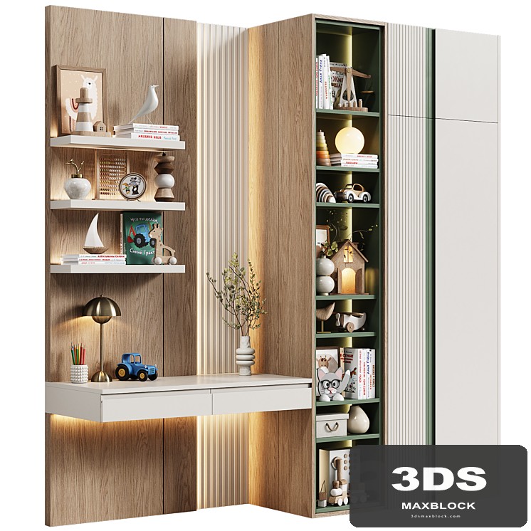 Children's modular wardrobe with desk modern 23