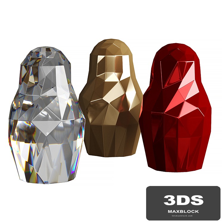 Matryoshka Crystal + Brass + Red by Centersvet