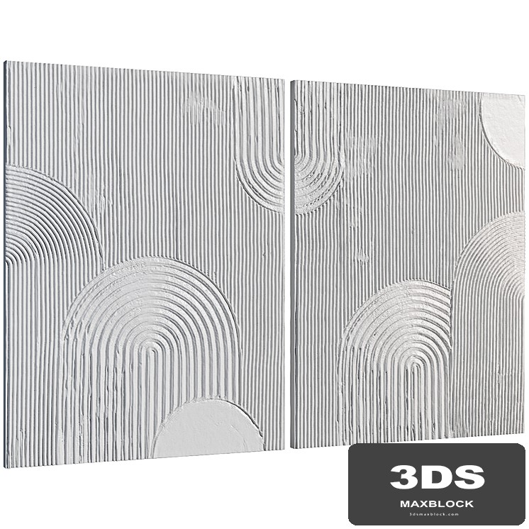 Bas-relief gypsum wall decorative panel Japan lines waves landscape